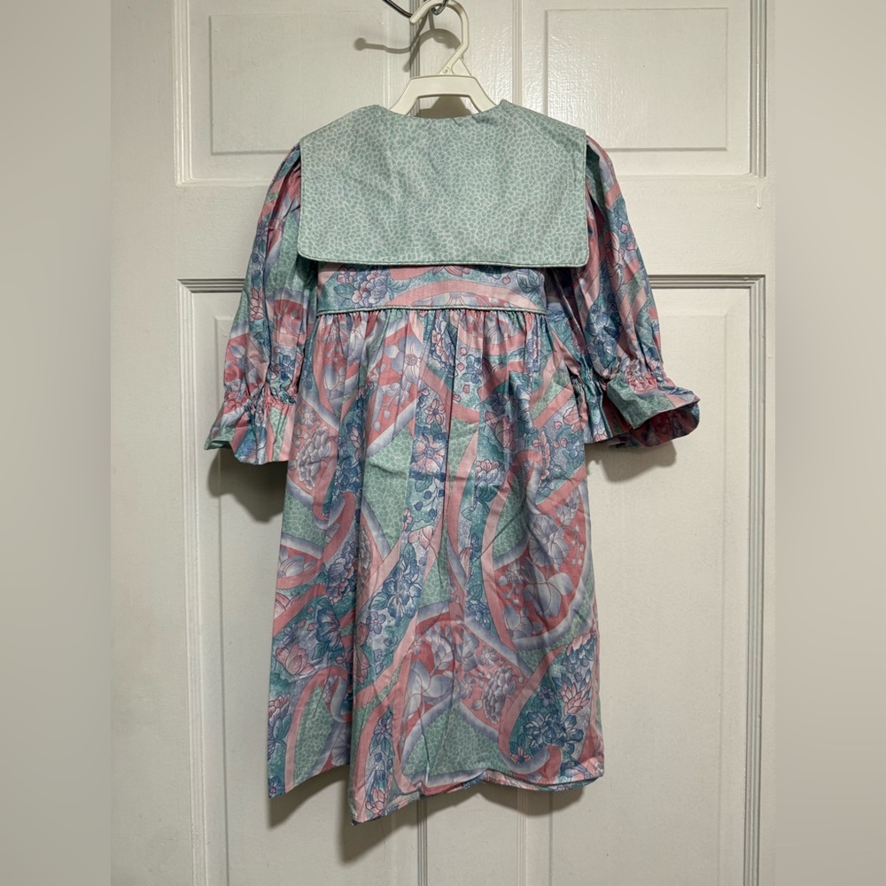 Pastel Vintage Collar 1980s 1990s Girls Dress Size 5